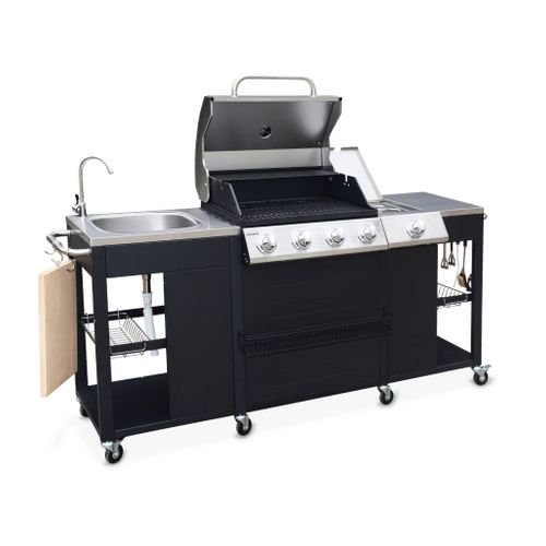 Barbecue Au Gaz D'artagnan Cuisine Extérieure 5 Brûleurs évier Avec Housse