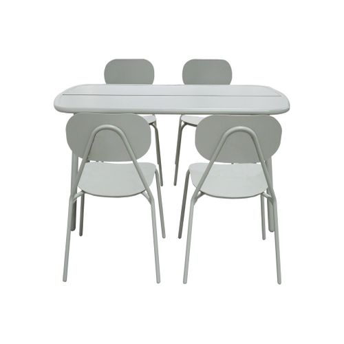 Table De Jardin Aluminium + 4 Assises Gris - Avelia