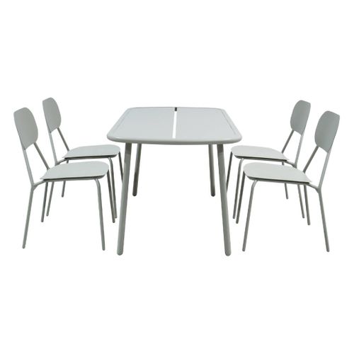 Table De Jardin Aluminium + 4 Assises Gris - Avelia