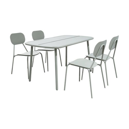 Table De Jardin Aluminium + 4 Assises Gris - Avelia