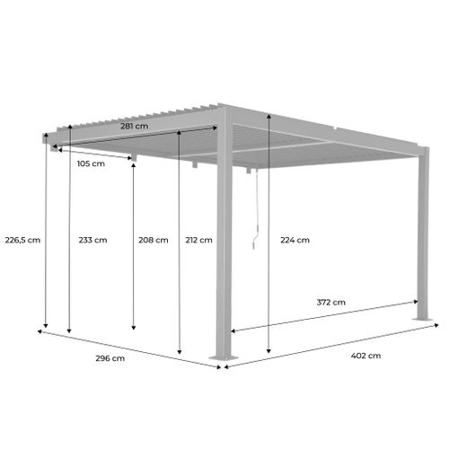 Pergola Bioclimatique Aluminium Adossée Lames Orientables 4x3m Noir Palace