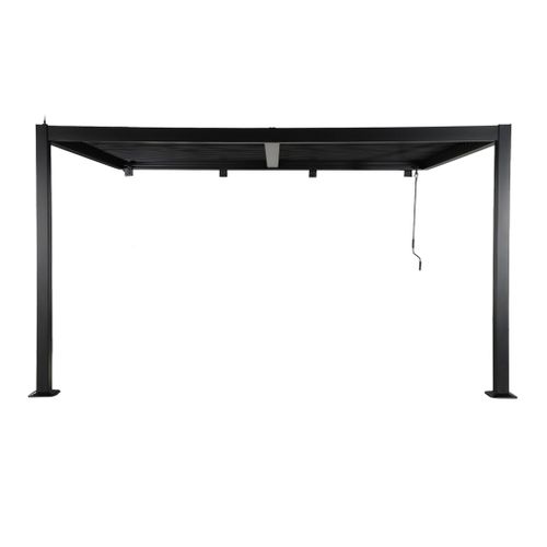 Pergola Bioclimatique Aluminium Adossée Lames Orientables 4x3m Noir Palace