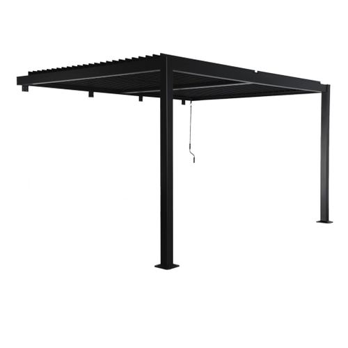Pergola Bioclimatique Aluminium Adossée Lames Orientables 4x3m Noir Palace