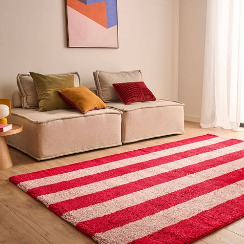 Tapis Intérieur Rayures Rouge Et Rose 160x230cm - Pablo