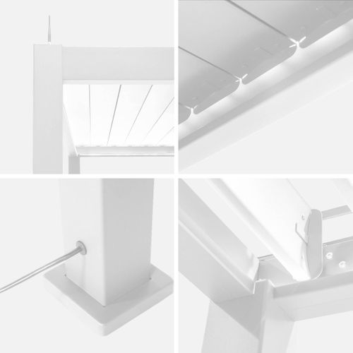 Pergola Bioclimatique électrique 4x3m. Aluminium. à Lames Orientables Avec éclairage LED + Store 4m