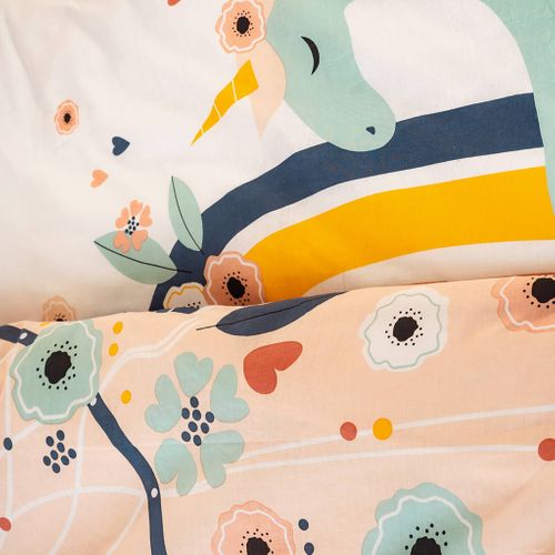 Parure De Lit Coton Réversible Imprimé Attrape Rêve Et Licorne 1 Place 140x200cm - Ysia