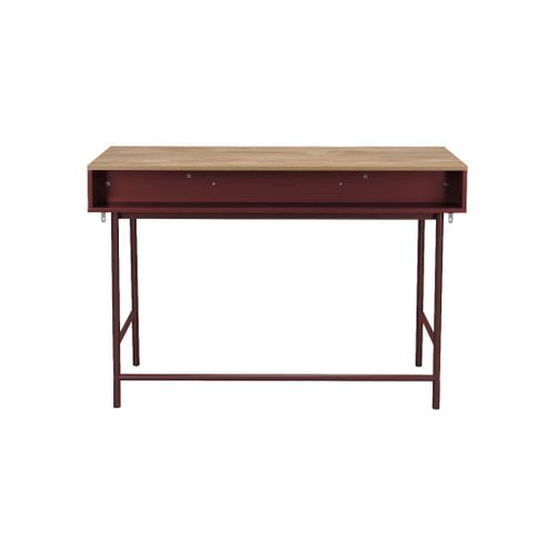Bureau Décor Bois Et Fer 2 Tiroirs 1 Casier Bordeaux - William