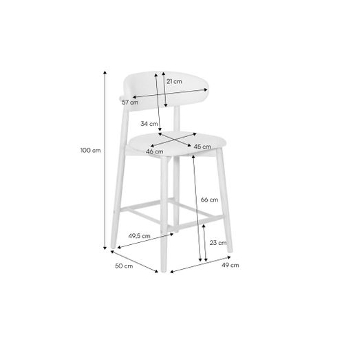 Lot De 2 Tabourets De Bar En Bois D'hévéa Noyer Et Tissu Chenille Kaki - Paola