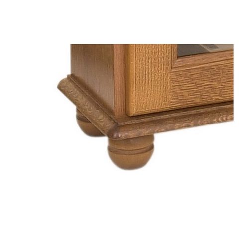 Vitrine Chêne 2 Portes Vitrées 5 Etagères 6 Niches L 92.4 H 105.8 P 21.5 Cm