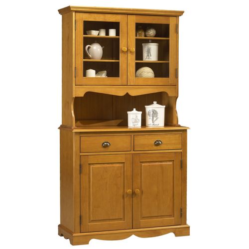 Buffet de cuisine Pin Miel 4 Portes Style Anglais 6 Niches L 101 H 186 P 42 Cm