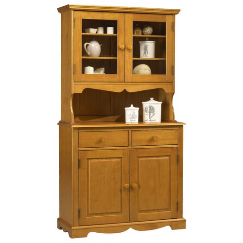 Buffet de cuisine Pin Miel 4 Portes Style Anglais 6 Niches L 101 H 186 P 42 Cm