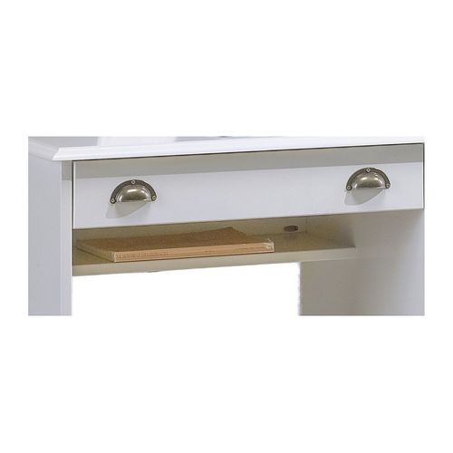 Bureau 1 Caisson 5 Tiroirs Blanc 1 Etagère Style Anglais L 100 H 74.7 P 58.3 Cm