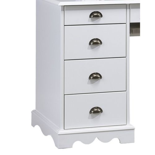 Bureau 2 Caissons Blanc 9 Tiroirs De Style Anglais L 137.5 H 74.7 P 58.3 Cm