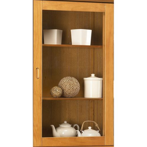 Vaisselier Pin Miel 4 Portes Coulissantes 2 Tiroirs L 121 H 198.8 P 42.3 Cm