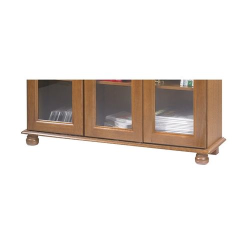 Vitrine Bibliothèque Chêne 3 Portes Vitrées 12 Niches L 120.6 H 182.2 P 33 Cm