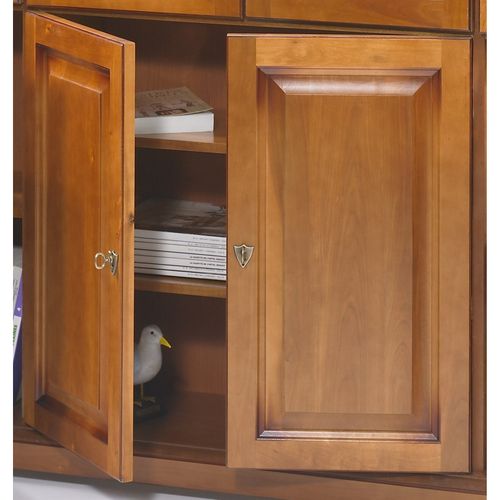 Bibliothèque 8 Portes Merisier 18 Niches 15 Etagères L 158.8 H 182.2 P 33 Cm