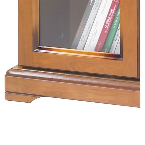 Bibliothèque 4 Portes Vitrées Merisier 18 Niches L 158.8 H 182.2 P 33 Cm