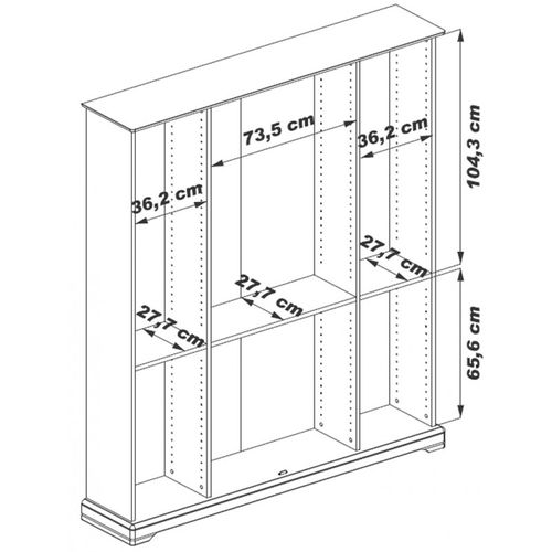 Bibliothèque 4 Portes Vitrées Merisier 18 Niches L 158.8 H 182.2 P 33 Cm