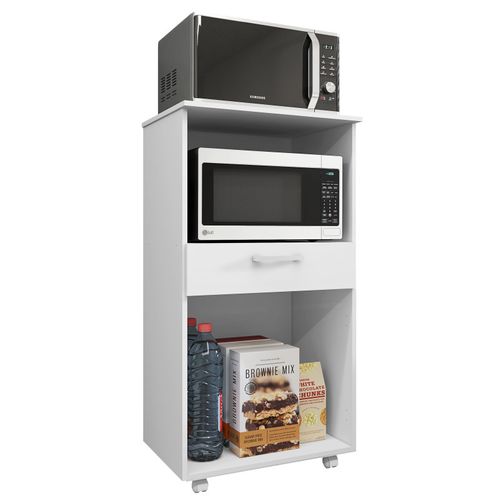 Meuble Micro-onde Blanc Mobile 2 Portes 1 Tiroir L 61 H 117.5 P 48.8 Cm