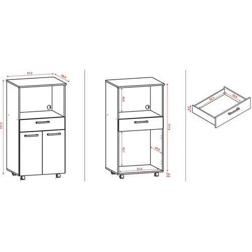 Meuble Micro-onde Blanc Mobile 2 Portes 1 Tiroir L 61 H 117.5 P 48.8 Cm