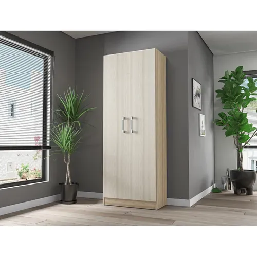 Armoire 2 Portes Chêne Et Erable Multifonctions L 61 H 160.6 P 31.8 Cm
