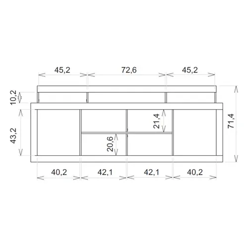 Meuble TV 70 Pouces Chêne Et Gris 2 Portes Coulissantes L. 180 H 74 P 39.5 Cm