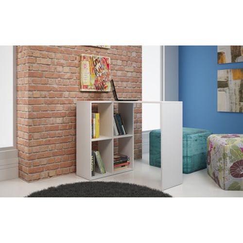 Bureau D'angle Et Rayonnage Blanc L 90 H 77 P 58.8 Cm