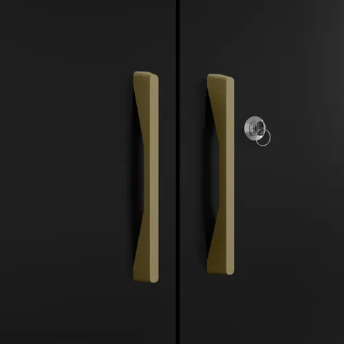 Armoire Multifonctions 2 Portes 5 Niches Noire L 63 H 180 P 35 Cm