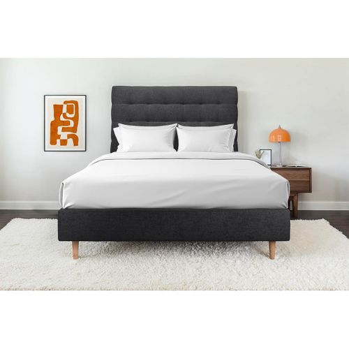Tete De Lit Capitonnée Tissu Noir L 200 Cm - Ep 10 Cm Rembourré