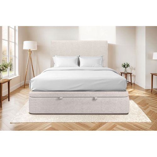 Sommier Coffre Tissu Beige Clair 140x200 H39cm
