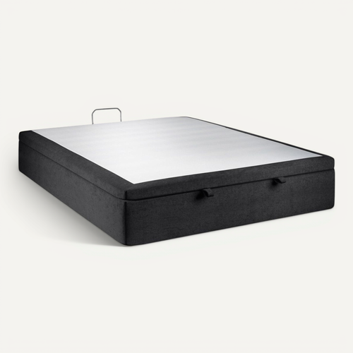 Sommier Coffre Tissu Noir 200x200 H39cm