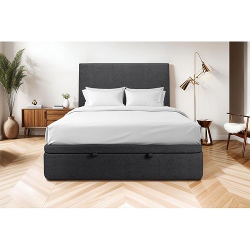 Sommier Coffre Tissu Noir 140x190 H39cm