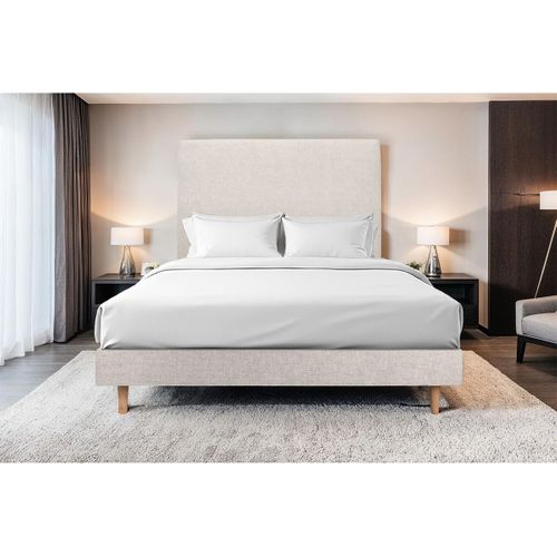 Sommier Tapissier Tissu Beige Clair 140x190 H29cm