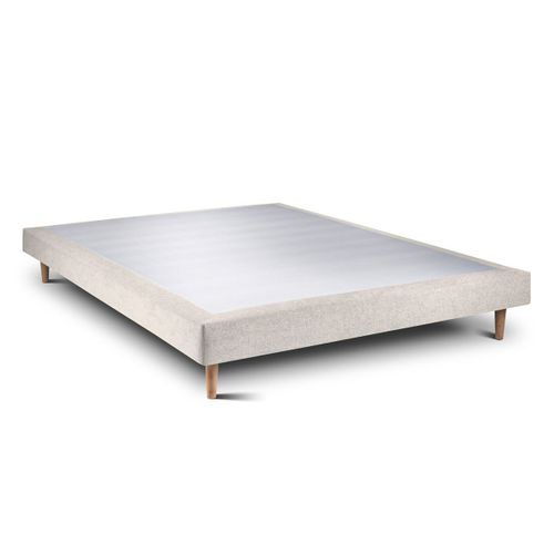 Sommier Tapissier Tissu Beige Clair 140x190 H29cm