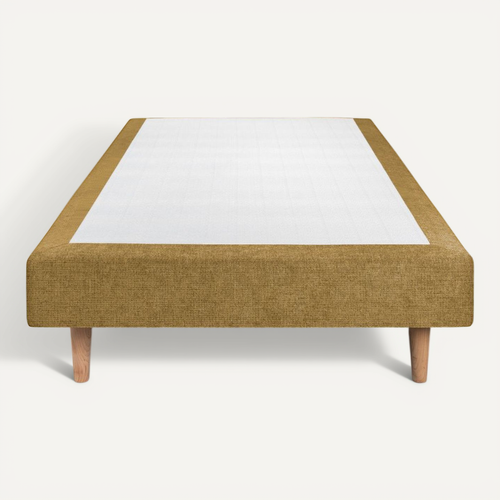 Sommier Tapissier Tissu Jaune 90x200 H29cm