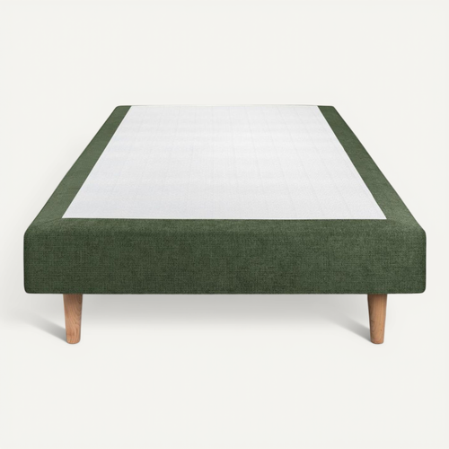 Sommier Tapissier Tissu Vert 90x200 H29cm