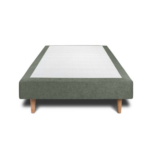 Sommier Tapissier Tissu Vert 90x200 H29cm