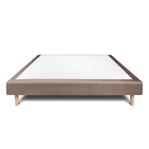 Sommier Tapissier Velours Taupe 160x200 H29cm