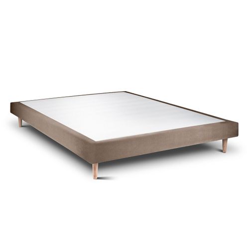 Sommier Tapissier Velours Taupe 160x200 H29cm