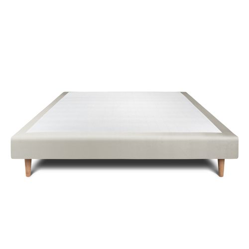 Sommier Tapissier Velours Taupe 160x200 H29cm