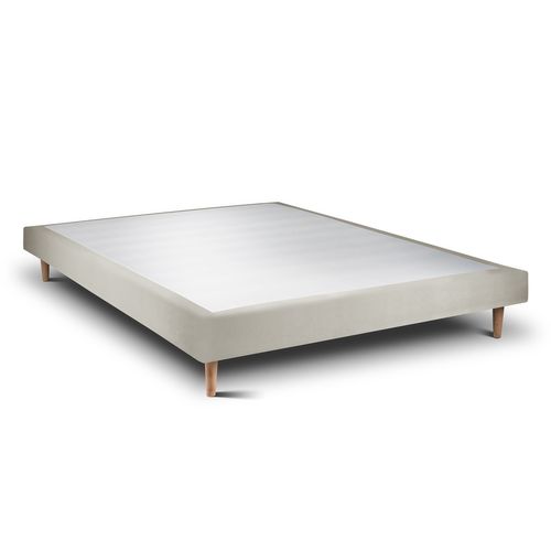 Sommier Tapissier Velours Taupe 160x200 H29cm