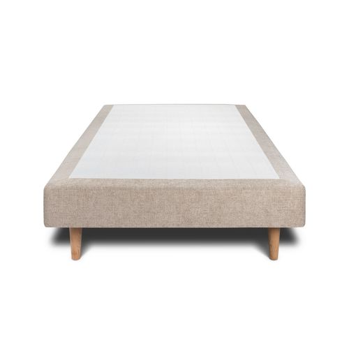 Sommier Tapissier Tissu Beige Brun 90x190 H35cm