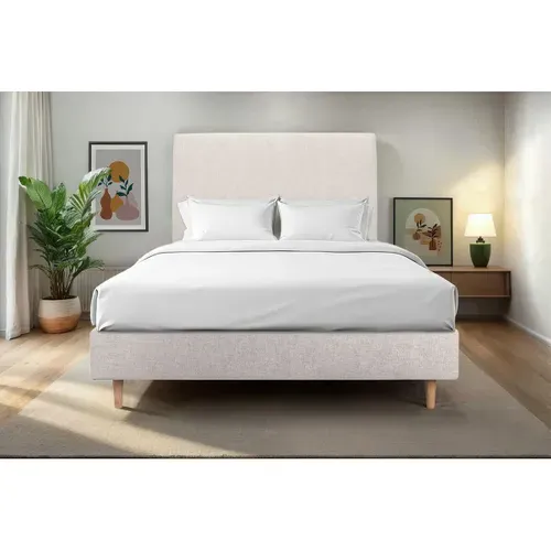 Sommier Tapissier Tissu Beige Clair 140x190 H35cm