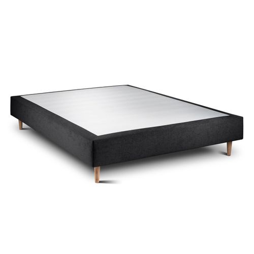 Sommier Tapissier Tissu Noir 140x190 H35cm