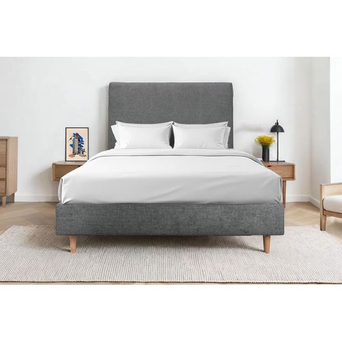 Sommier Tapissier Tissu Gris Anthracite 140x200 H35cm