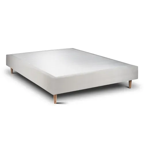 Sommier Tapissier Velours Gris Clair 140x200 H35cm
