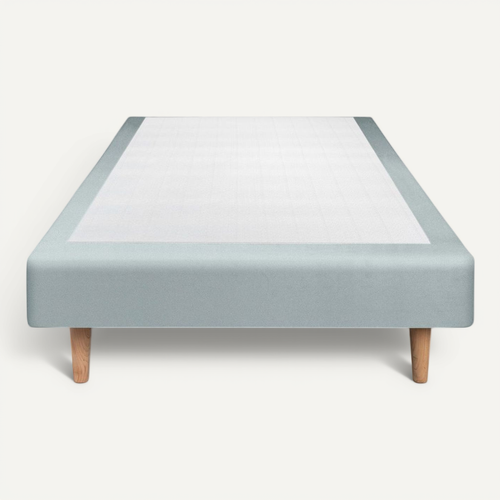 Sommier Tapissier Velours Gris Bleuté 90x200 H35cm