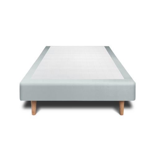 Sommier Tapissier Velours Gris Bleuté 90x200 H35cm
