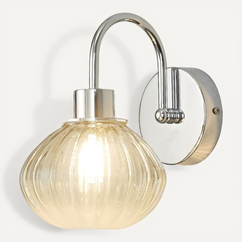 Petite Applique Murale Tendance Métal Chromé Et Verre Coloré - Seren