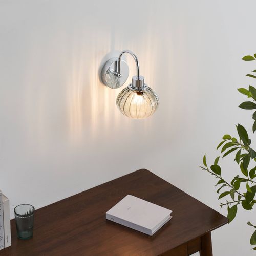 Petite Applique Murale Tendance Métal Chromé Et Verre Coloré - Seren